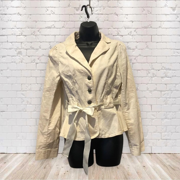 Loft cream beige corduroy peplum jacket size 4‎ - Picture 1 of 12